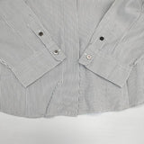 L'EQUIPE YOSHIE INABA ストライプ 比翼ボタン ブラウス シャツ ホワイト グレー レディース レキップヨシエイナバ【中古】6-0330M∞