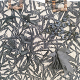 DOIGT ドワ ヴィンテージビーズ使用 キルティング トートバッグ グレー ブラック レディース【中古】5-1120G◎