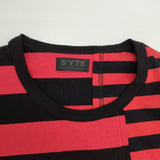s'yte Yohji Yamamoto ドッキング ボーダー 半袖Ｔシャツ カットソー ブラック レッド メンズ サイトヨウジヤマモト【中古】6-0601S∞