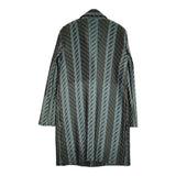 ISSEY MIYAKE IM43FD106 サイズ2 プリーツ ロング テーラードジャケット グリーン レディース イッセイミヤケ【中古】5-1026M♪