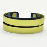 ISSEY MIYAKE アルミニウム ツートーン バングル ライムグリーン ネイビー レディース イッセイミヤケ【中古】5-1130G∞