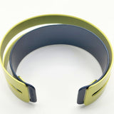 ISSEY MIYAKE アルミニウム ツートーン バングル ライムグリーン ネイビー レディース イッセイミヤケ【中古】5-1130G∞