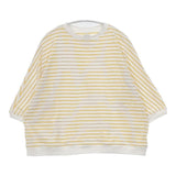 休日と詩 リリックボーダーTシャツ PO-2545 コットン ドルマン 半袖Ｔシャツ カットソー ホワイト イエロー レディース 休日と詩【中古】6-0330S∞
