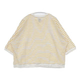 休日と詩 リリックボーダーTシャツ PO-2545 コットン ドルマン 半袖Ｔシャツ カットソー ホワイト イエロー レディース 休日と詩【中古】6-0330S∞
