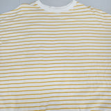 休日と詩 リリックボーダーTシャツ PO-2545 コットン ドルマン 半袖Ｔシャツ カットソー ホワイト イエロー レディース 休日と詩【中古】6-0330S∞