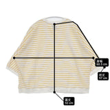 休日と詩 リリックボーダーTシャツ PO-2545 コットン ドルマン 半袖Ｔシャツ カットソー ホワイト イエロー レディース 休日と詩【中古】6-0330S∞