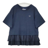 FRED PERRY/MUVEIL HEM PLEATS TEE ヘムプリーツティー F5289 半袖Ｔシャツ カットソー ネイビー レディース フレッドペリー/ミュベール【中古】6-0605S∞