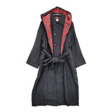 R&D.M.Co- リネン フード付き ステンカラーコート ネイビー レディース オールドマンズテーラー【中古】5-1206T♪