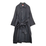 R&D.M.Co- リネン フード付き ステンカラーコート ネイビー レディース オールドマンズテーラー【中古】5-1206T♪