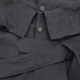 R&D.M.Co- リネン フード付き ステンカラーコート ネイビー レディース オールドマンズテーラー【中古】5-1206T♪