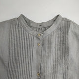 Conges payes/ADIEU TRISTESSE フリルカラー タック リネンドレス ワンピース グレー レディース コンジェ ペイエ/アデュートリステス【中古】6-0126M∞