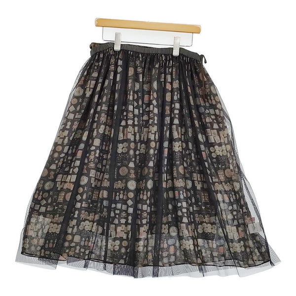 yukiemon 新品 蚤の市リバースカート サイズ3L 定価26400円 チュール ロングスカート 2025 ブラック レディース ユキエモン【中古】5-1026M♪