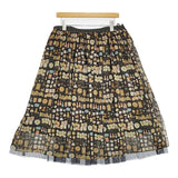 yukiemon 新品 蚤の市リバースカート サイズ3L 定価26400円 チュール ロングスカート 2025 ブラック レディース ユキエモン【中古】5-1026M♪