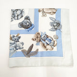 HERMES カレ90 CONFIDENTS DES COEURS 心の友 クマ テディベア ブルーベア スカーフ ミズイロ レディース エルメス【中古】5-1120G◎