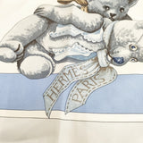 HERMES カレ90 CONFIDENTS DES COEURS 心の友 クマ テディベア ブルーベア スカーフ ミズイロ レディース エルメス【中古】5-1120G◎