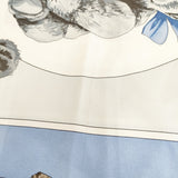 HERMES カレ90 CONFIDENTS DES COEURS 心の友 クマ テディベア ブルーベア スカーフ ミズイロ レディース エルメス【中古】5-1120G◎