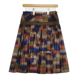 mina perhonen fringe ギャザースカート ka5378 ウール サイズ1 プリーツ スカート ブラウン マルチカラー レディース ミナペルホネン【中古】6-0126M∞