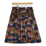 mina perhonen fringe ギャザースカート ka5378 ウール サイズ1 プリーツ スカート ブラウン マルチカラー レディース ミナペルホネン【中古】6-0126M∞