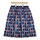 mina perhonen sa5890 thoroughbred コットンシルク スカート ネイビー マルチカラー レディース ミナペルホネン【中古】6-0117M∞