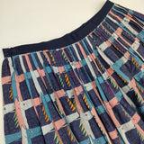 mina perhonen sa5890 thoroughbred コットンシルク スカート ネイビー マルチカラー レディース ミナペルホネン【中古】6-0117M∞