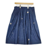 45R/45rpm モンプチ刺繍スカート 定価34000円 コットン ロングスカート ネイビー レディース フォーティーファイブアールピーエム【中古】6-0126M∞