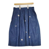 45R/45rpm モンプチ刺繍スカート 定価34000円 コットン ロングスカート ネイビー レディース フォーティーファイブアールピーエム【中古】6-0126M∞