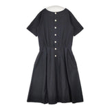 MARGARET HOWELL 578-6158002 シルクコットンバックボタンワンピース 定価63900円 ワンピース ブラック レディース マーガレットハウエル【中古】6-0501S△