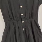 MARGARET HOWELL 578-6158002 シルクコットンバックボタンワンピース 定価63900円 ワンピース ブラック レディース マーガレットハウエル【中古】6-0501S△
