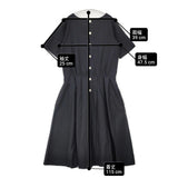 MARGARET HOWELL 578-6158002 シルクコットンバックボタンワンピース 定価63900円 ワンピース ブラック レディース マーガレットハウエル【中古】6-0501S△