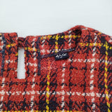 45R/45rpm キラキラタータンDRESS 定価73700円 ウールシルク チェック ワンピース レッド レディース フォーティーファイブアールピーエム【中古】5-1206T♪