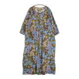 45R/45rpm ヒッコリーの風呂敷プリントドレス 定価47300円 ワンピース ブルー ブラウン レディース フォーティーファイブアールピーエム【中古】5-1026M♪