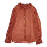 LOISIR フリルカラー コットン ブラウス シャツ オレンジ系 レディース ロワズィール【中古】6-0126M∞