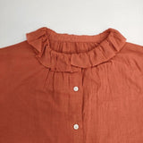 LOISIR フリルカラー コットン ブラウス シャツ オレンジ系 レディース ロワズィール【中古】6-0126M∞