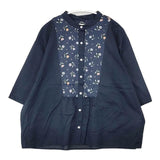 sosotto 花柄 ヨーク切替バンドカラー ブラウス シャツ ネイビー レディース ソソット【中古】6-0330M∞