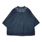 sosotto 花柄 ヨーク切替バンドカラー ブラウス シャツ ネイビー レディース ソソット【中古】6-0330M∞