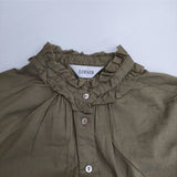 LOISIR フリルカラー コットンシルク ブラウス シャツ カーキ レディース ロワズィール【中古】6-0126M∞