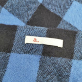 a. ブロックチェック 大判 マフラー ストール ネイビーブルー レディース エードット【中古】5-1120T◎