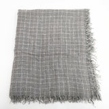 Faliero Sarti イタリア製 ウールシルク チェック 大判 ストール グレー ベージュ レディース ファリエロサルティ【中古】5-1202T◎