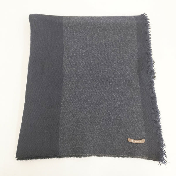 maison de SOIL 大判 マフラー ストール ネイビー グレー レディース メゾンドソイル【中古】5-1120T◎