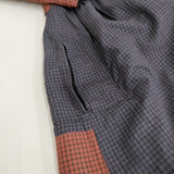 Trip&things購入 リバーシブルコート ローブ パッチワーク ギンガムチェック コート ブラック レッド ネイビー レディース【中古】5-1108T♪