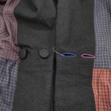 Trip&things購入 リバーシブルコート ローブ パッチワーク ギンガムチェック コート ブラック レッド ネイビー レディース【中古】5-1108T♪