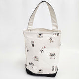 TEMBEA Baguette tote PIZZA バケット ピザ トートバッグ ホワイト ブラック レディース テンベア【中古】6-0111G∞