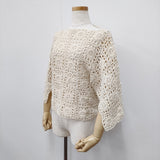 45R/45rpm 綿ウールかぎ針モチーフポンチョ 定価37400円 サイズ0 セーター ニット アイボリー レディース フォーティーファイブアールピーエム【中古】5-1211T◎