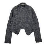 45R/45rpm リネン・ギマミックスツイードKNIT JACKET ニット 定価61600円 カーディガン ネイビー グレー レディース フォーティーファイブアールピーエム【中古】5-1206T♪