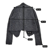 45R/45rpm リネン・ギマミックスツイードKNIT JACKET ニット 定価61600円 カーディガン ネイビー グレー レディース フォーティーファイブアールピーエム【中古】5-1206T♪