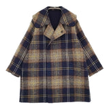 45R/45rpm ダブルフェイスツィードチェックコート 定価143000円 ネイビー グレー レディース フォーティーファイブアールピーエム【中古】5-1206T♪