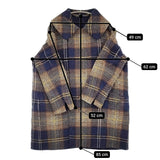 45R/45rpm ダブルフェイスツィードチェックコート 定価143000円 ネイビー グレー レディース フォーティーファイブアールピーエム【中古】5-1206T♪