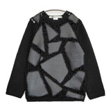 COMME des GARCONS パッチワーク フェイクレザー 合成皮革 AD2024 セーター ニット 24AW ブラック レディース コムデギャルソン【中古】5-1026T♪