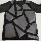 COMME des GARCONS パッチワーク フェイクレザー 合成皮革 AD2024 セーター ニット 24AW ブラック レディース コムデギャルソン【中古】5-1026T♪