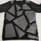 COMME des GARCONS パッチワーク フェイクレザー 合成皮革 AD2024 セーター ニット 24AW ブラック レディース コムデギャルソン【中古】5-1026T♪